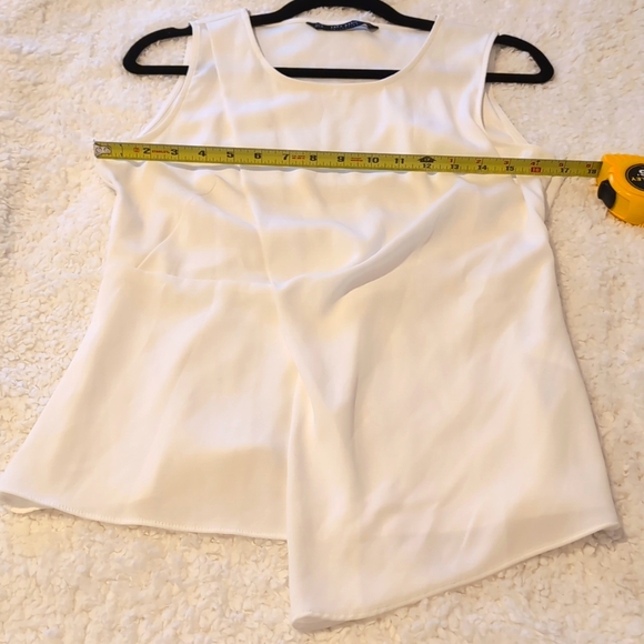 ZARA BASIC Collection White sleeveless asymmetrical top size Medium - Picture 6 of 6